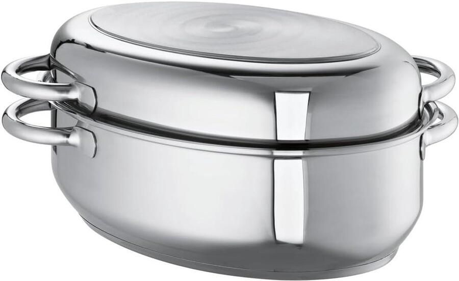 Multibrandpan Braadpan Inductie Koken en Braden Energiebesparende Bodem 34 cm Gepolijst RVS