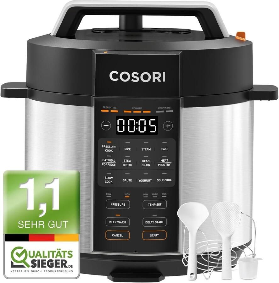 Multicooker 5 7 liter – snelkookpan 9-in-1 – rijstkoker – slowcooker – vaatwasserbestendig – warmhoudfunctie