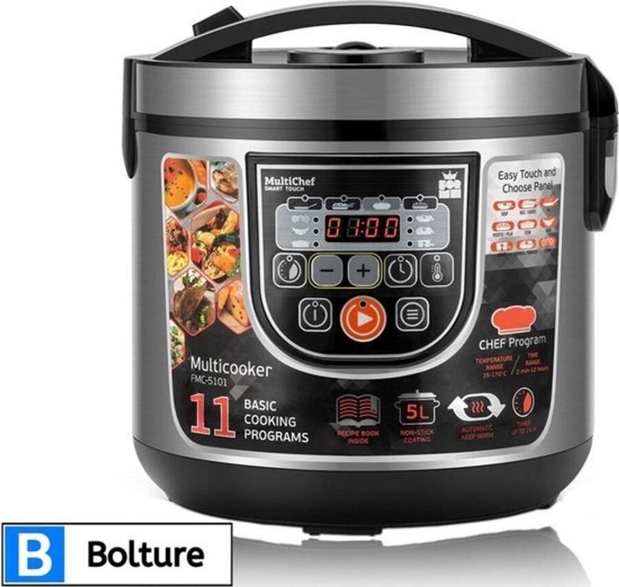 Bolture Multicooker Airfryer Slowcooker met Timer Pressure Cooker Electrisch 5L 860W