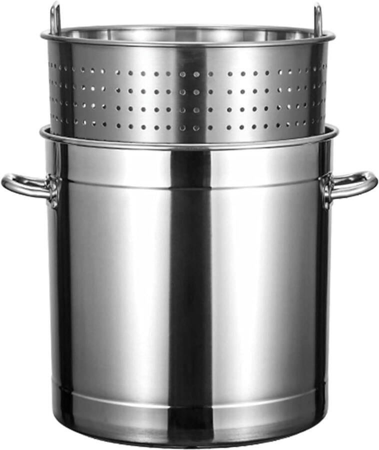 Multicooker Van Roestvrij Staal Soeppan En Zeefmandje Rivierkreeft Zeevruchten Koken Kalkoen Frituurpan Pan Voor Koken Frituren，Induction Cooker-45 * 45cm