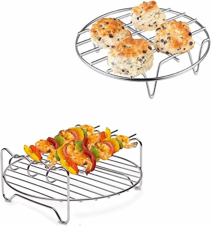 Multifunctioneel Airfryer Grillrek voor Dubbel Koken 2 Stuks