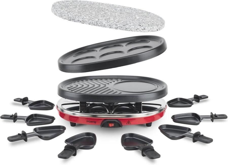 Multifunctioneel Gourmetstel voor 8 Personen Natuursteen Grill Raclette & Mini Pannenkoekjes