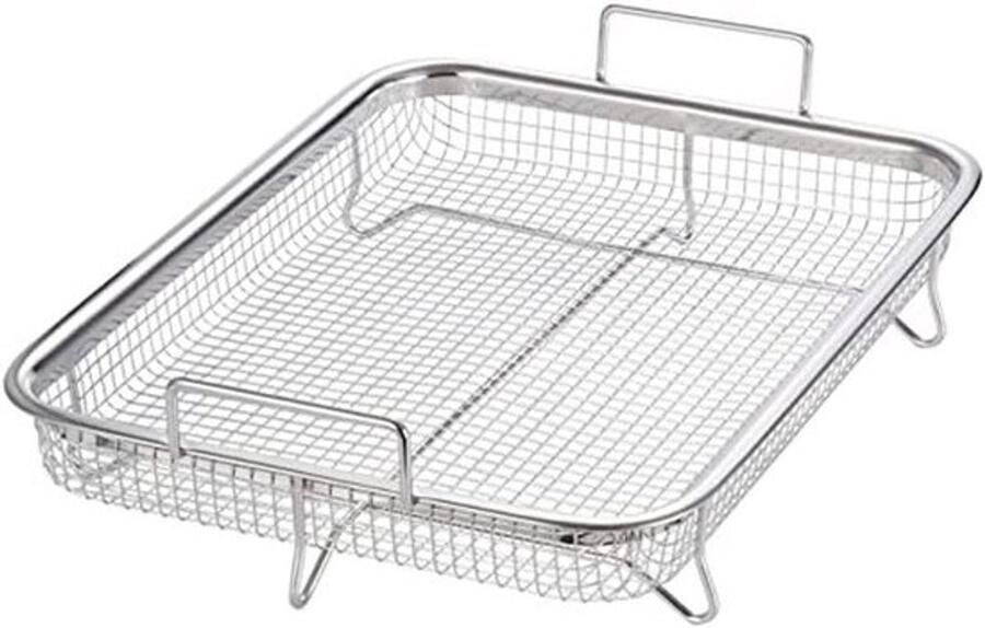 Multifunctioneel Roestvrijstalen Grillmand Bakmand voor Friet en Grillen (30 x 22 x 5 cm)