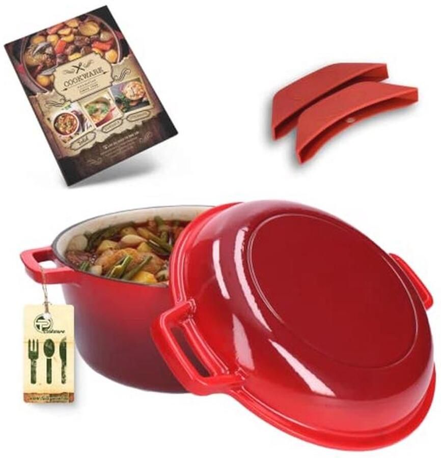 Multifunctionele 2-in-1 braadpan en kookpan van geëmailleerd gietijzer Ø 26 cm 4 7 liter geschikt voor alle warmtebronnen