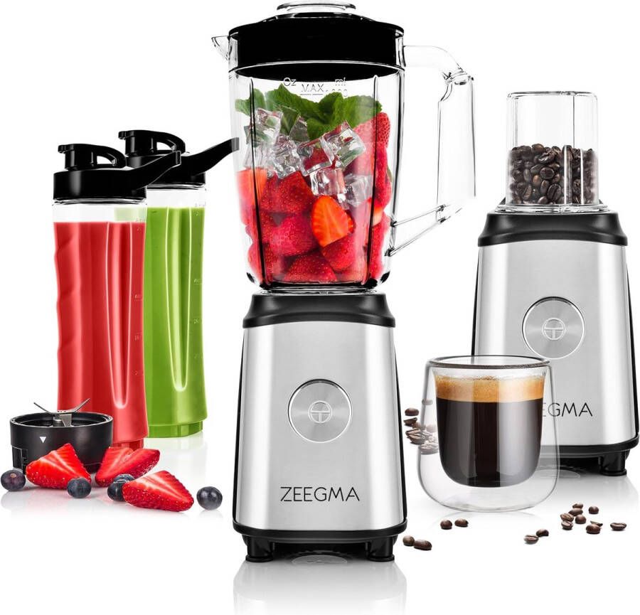 Multifunctionele 4-in-1 blender met 1050W 1 liter kan en 2 sportflessen Elektrische juicer koffiemolen en smoothiemaker