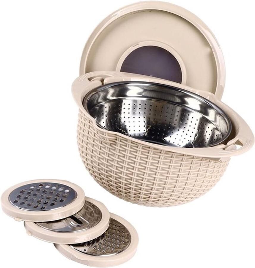 Multifunctionele 4-in-1 Groente Was Kom met Snijgereedschap en Zeef Ergonomische Keuken Gadget voor Efficiënt Koken en Bereiden van Voedsel
