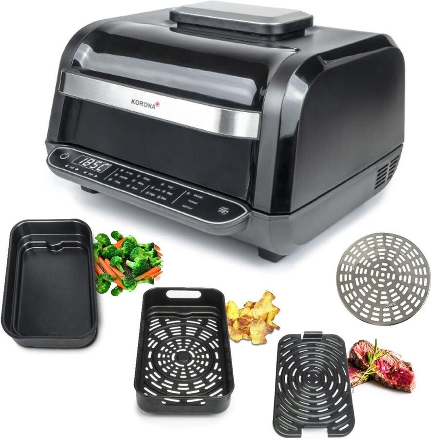 Multifunctionele 8-in-1 Heteluchtfriteuse Oven met Grill en Pizzafunctie 6 Liter
