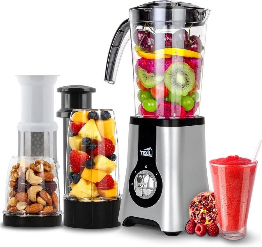 Multifunctionele Blender Smoothiemaker Keukenmachine Gezond Leven 5-in-1 Functies 125 Liter Zilver
