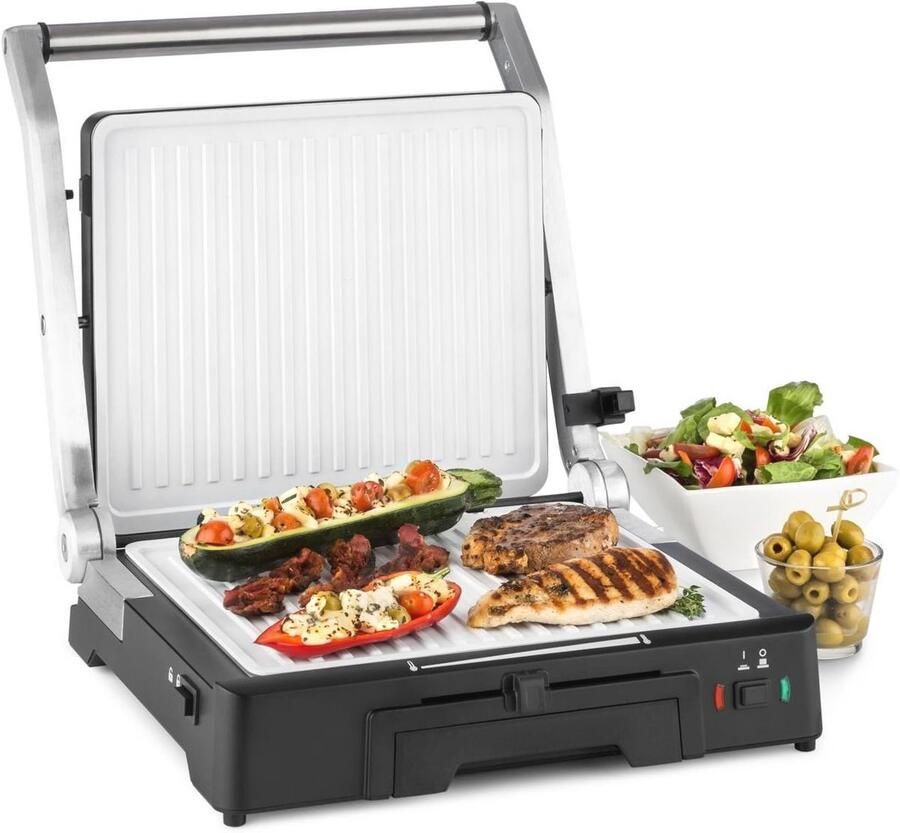 Multifunctionele Contactgrill 3-in-1 2000W Tafelgrill en Paninimaker met Hoogwaardige Antiaanbaklaag