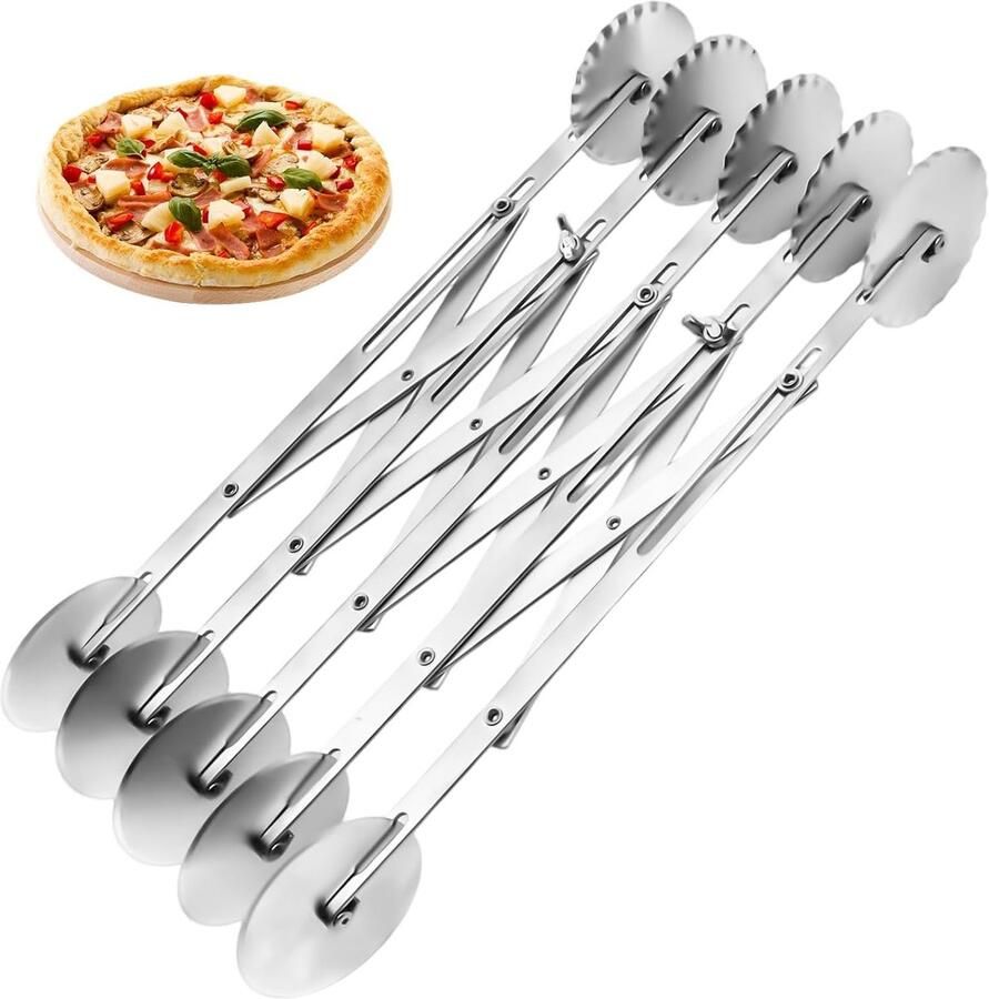 Multifunctionele Deegsnijder met 5 Wielen en Dubbelzijdig Ontwerp voor Pizza Fondant en Bladerdeeg