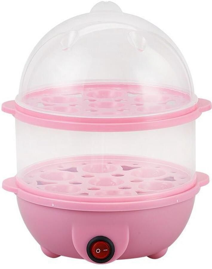 Multifunctionele dubbellaagse eierstomer met auto-fornuis Stoomboot Elektrische eierstomer voor ei(Pink)