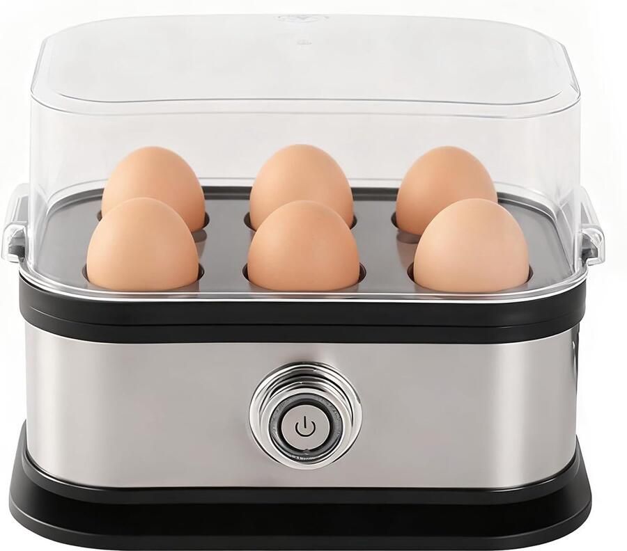 Multifunctionele Eierkoker Keukenapparaat Snel Ontbijt Automatische Uitschakeling 6 Vakken Zwart