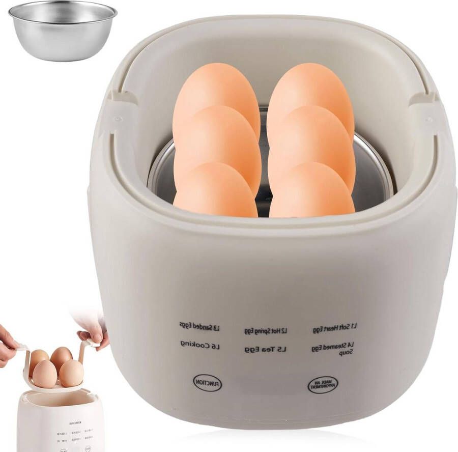 Multifunctionele eierkoker voor 1-6 eieren kleine kom van roestvrij staal oververhittingsbeveiliging BPA-vrij ontbijtei voor familie warme melk koken