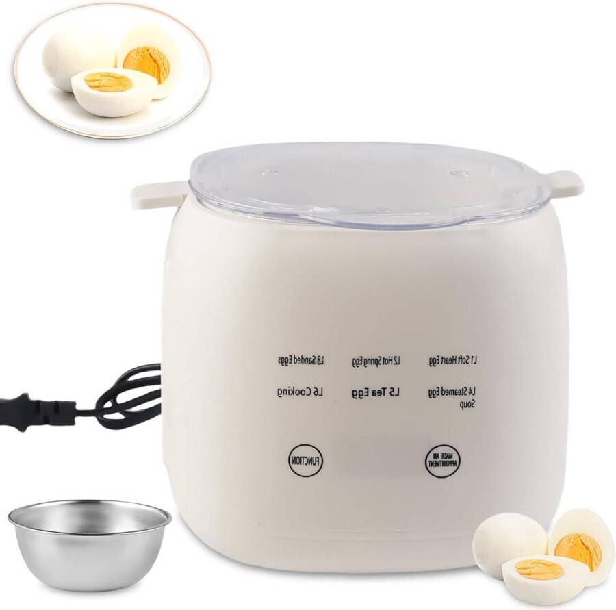 Multifunctionele Eierkoker voor 6 eieren Roestvrij Staal Design Hardheid instelling Oververhittingsbeveiliging Timer Ontbijt Ei