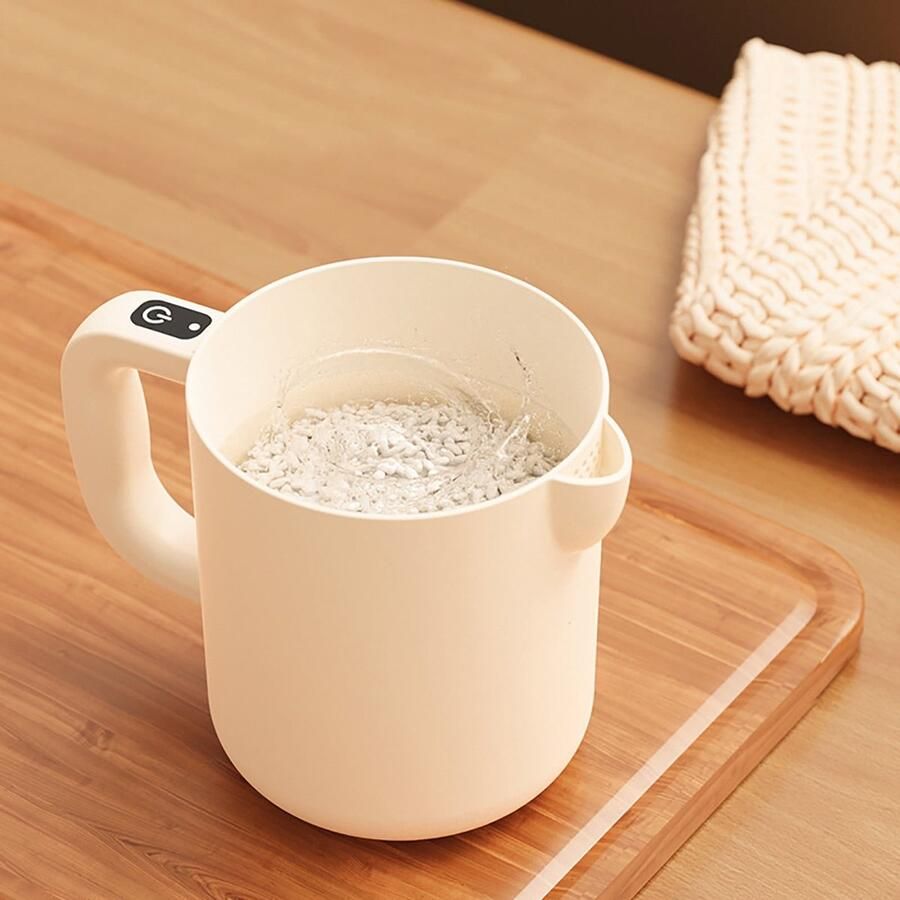 Multifunctionele elektrische eierklopper draagbare eierklopper Geschikt voor in de keuken rijstwasser eiermixer gemakkelijk te reinigen oplaadbaar keukenapparaat met Type-C-aansluiting perfect Geschikt voor thuis bakken en koken (gebroken wit)