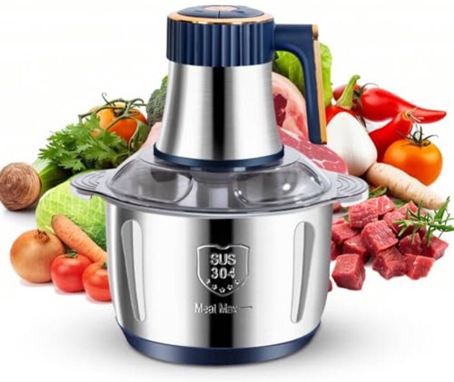 Multifunctionele elektrische hakmolen met 5 snelheden en roestvrijstalen kom van 5 liter