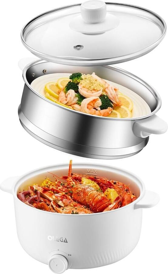 Multifunctionele Elektrische Kookpan 3L Draagbare Pan voor Fondue en Stomen