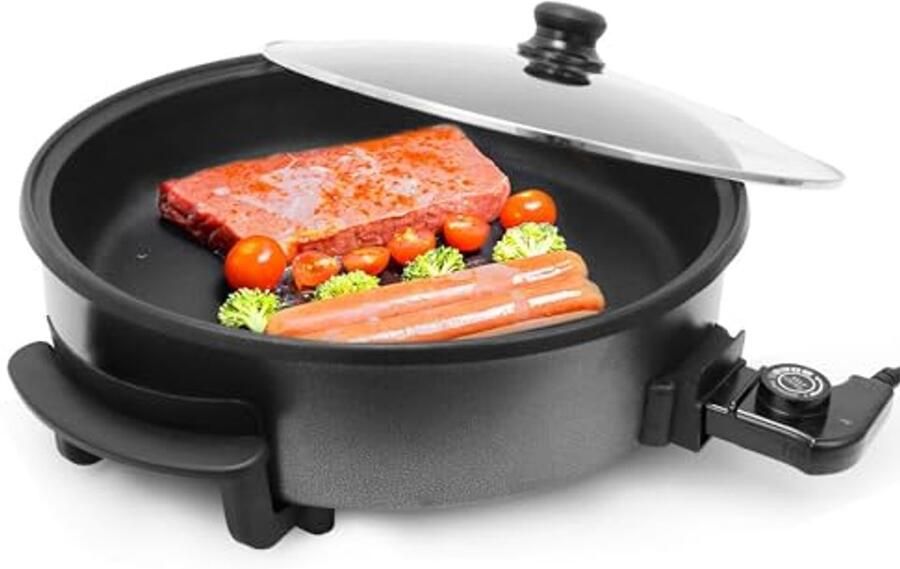 Multifunctionele Elektrische Pan 42 cm Ideaal voor Pizza Braden en Feestjes