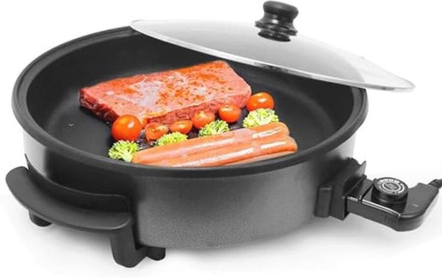 Multifunctionele Elektrische Pan 42 cm Ideaal voor Pizza Braden en Feestjes