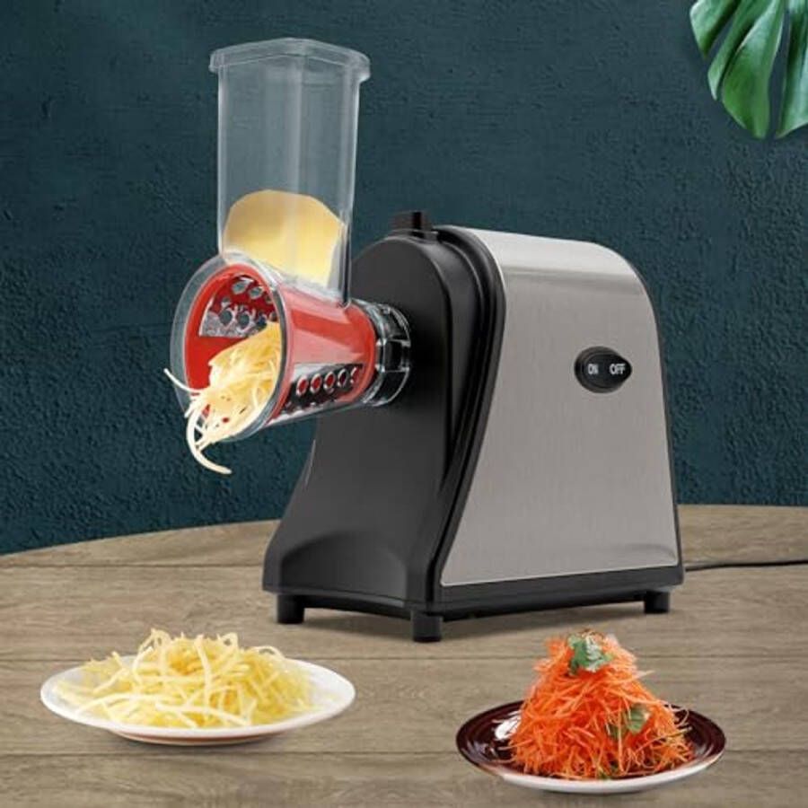 Multifunctionele elektrische snijmachine 1000 W met 5 snijtrommels voor groenten fruit en kaas