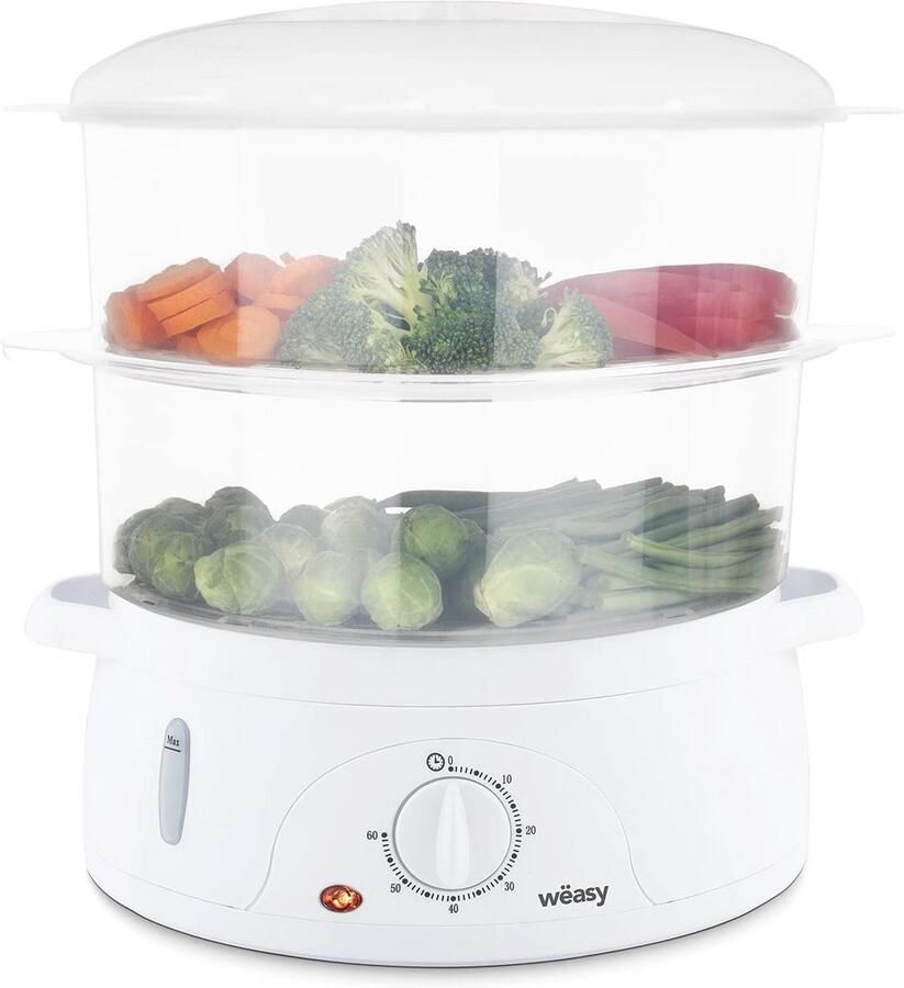 Multifunctionele Elektrische Stoomkoker 9L Compact en Efficiënt Koken van Eieren Groenten Vlees Vis en Rijst met Timer en Vitaminebehoud