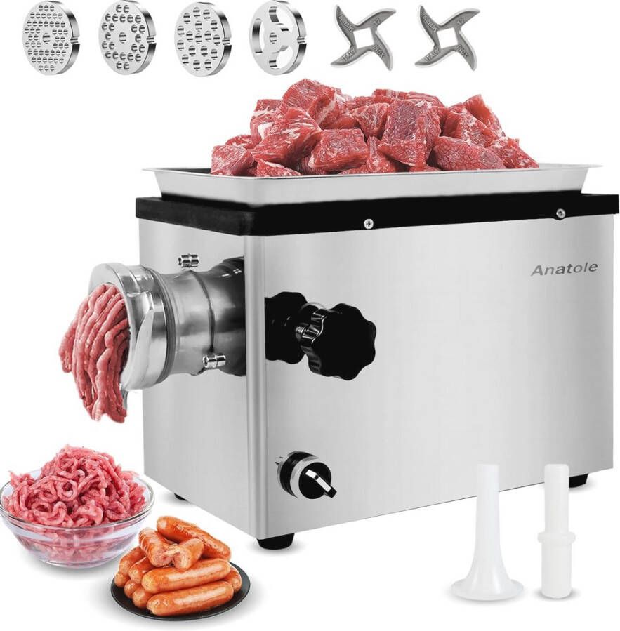 Multifunctionele elektrische vleesmolen 950 W Roestvrij staal met verschillende maalgaten en accessoires