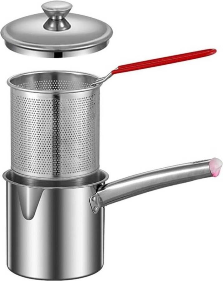 Multifunctionele Frietpan Inclusief Deksel en Frituurmand Compact Ontwerp