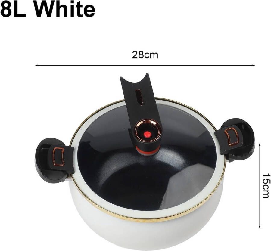 Multifunctionele gietijzeren soeppan 8L Mini-snelkookpan met deksel voor gas en inductie
