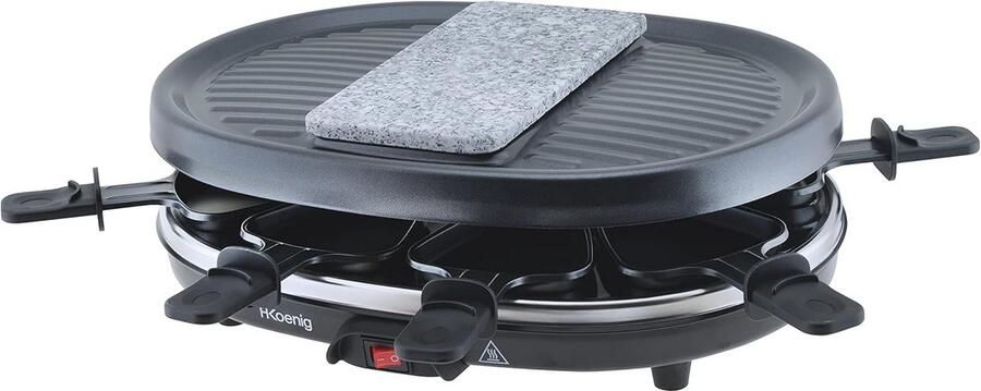 Multifunctionele Gourmetstel voor 8 Personen met Granietsteen en Grill Perfect voor Kaasfondue en Raclette