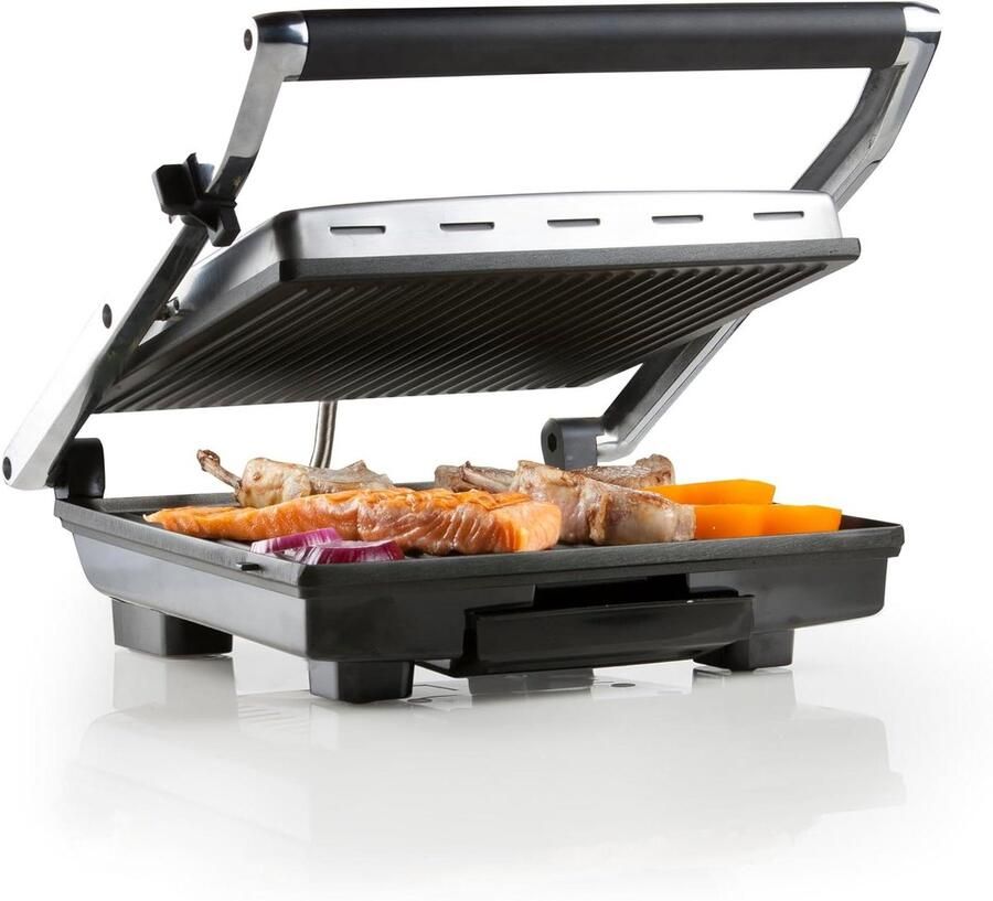 Multifunctionele Grill Contactgrill Lekker Eten Antiaanbaklaag 2000 Watt Zilver