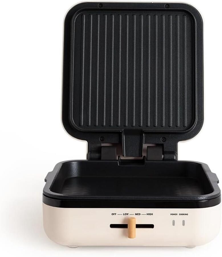 Multifunctionele Grill met 180 Graden Opening en Temperatuurregeling 1400 W Anti-aanbaklaag