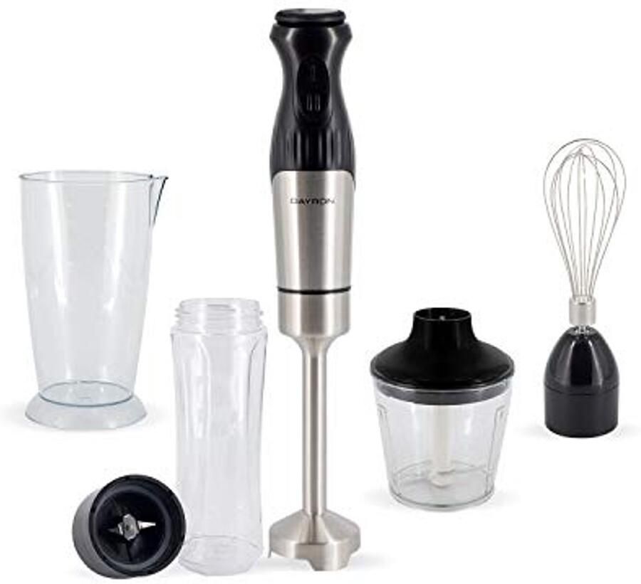 Multifunctionele Handmixer met Hakmolen en Roestvrijstalen Messen 1200 W 800ml Zilver Zwart