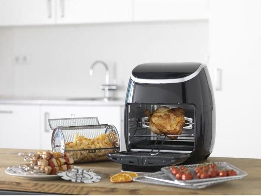 Multifunctionele hetelucht oven- airfryer 2in 1 Heteluchfriteuse Digitaal Heteluchtoven- air fryer- 2000 watt- 11 liter- met volledige accessoires- Hetelucht Friteuse Oven Grill Droger Rotisserie Spies Voor het hele gezin
