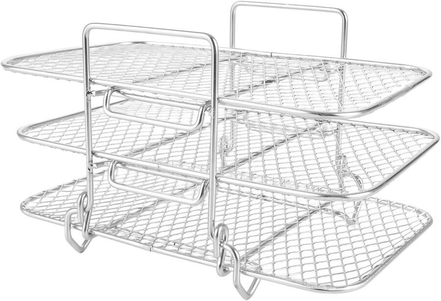 Multifunctionele Heteluchtfriteuse Grill Drielaags Roestvrij Staal 304 Afneembare Afdruip- en Droogstandaard 2 Stuks Perfect voor Alle Gerechten
