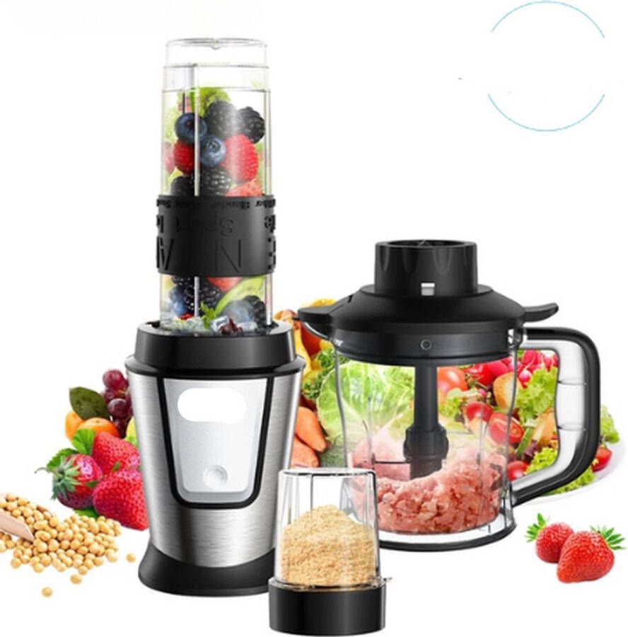 Multifunctionele Keukenmachine 3-In-1 700W 1.2 liter Makkelijk Schoon Te Maken Compact Juicer Maler Blender Hakmolen Smoothie Mixer