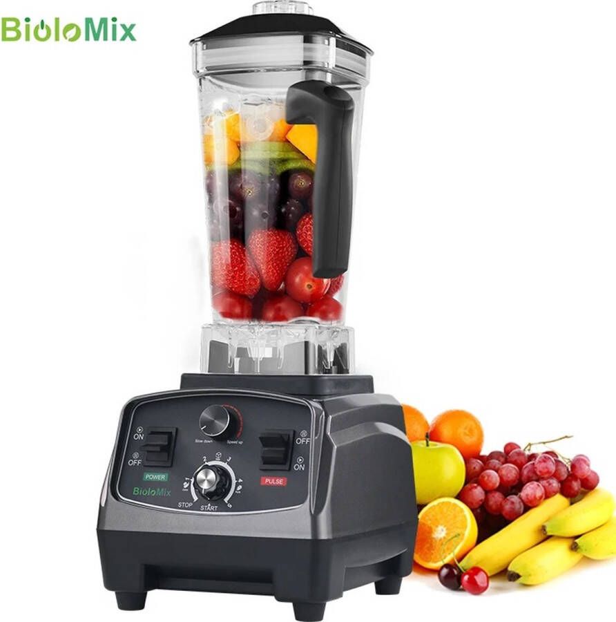Multifunctionele keukenmachine 36000 RPM 2200W Blender Mixen Pureren Keukenmixer Smoothie maker 2 Liter inclusief droogmolen 500ML ABS Antraciet