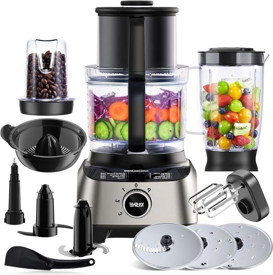 Multifunctionele Keukenmachine Voedselverwerker Blender Culinaire Bereidingen 11-in-1 Accessoires 25 Liter Kom Zwart Grijs