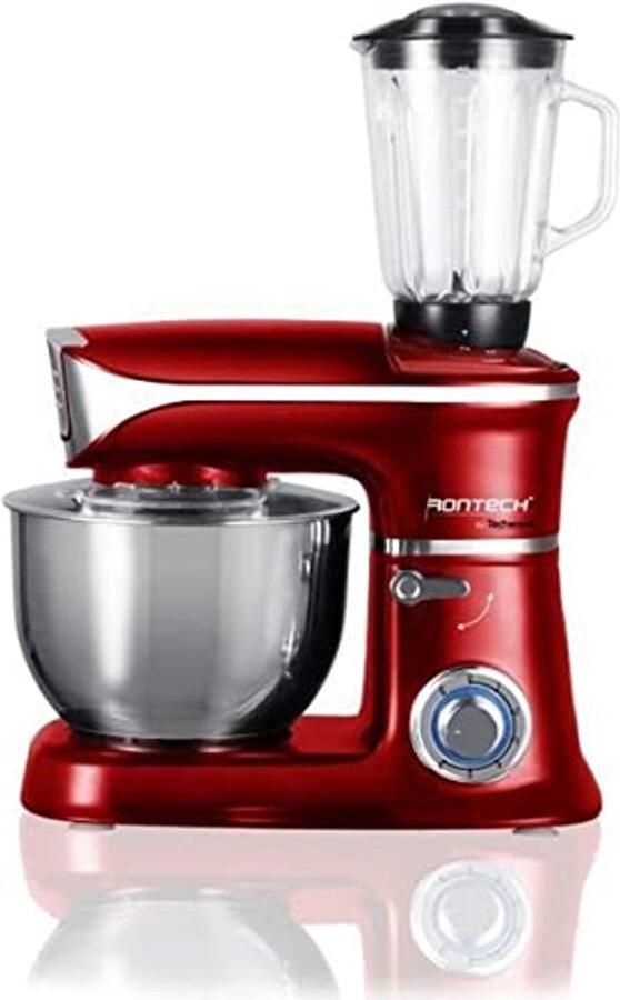 Multifunctionele keukenrobot met glazen blender en roestvrijstalen kom