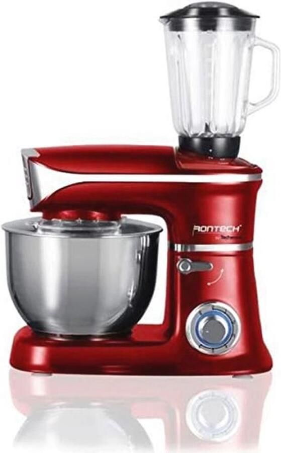 Multifunctionele keukenrobot met glazen blender en roestvrijstalen kom