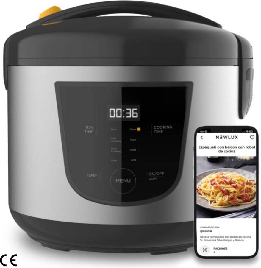 Multifunctionele Keukenrobot Multicooker 5 Liter Capaciteit Programmeerbaar tot 24 Uur Automatisch Koken 8 Vooraf Ingestelde Menu's Warmhoudfunctie tot 24 Uur Inclusief Anti-Aanbakemmer