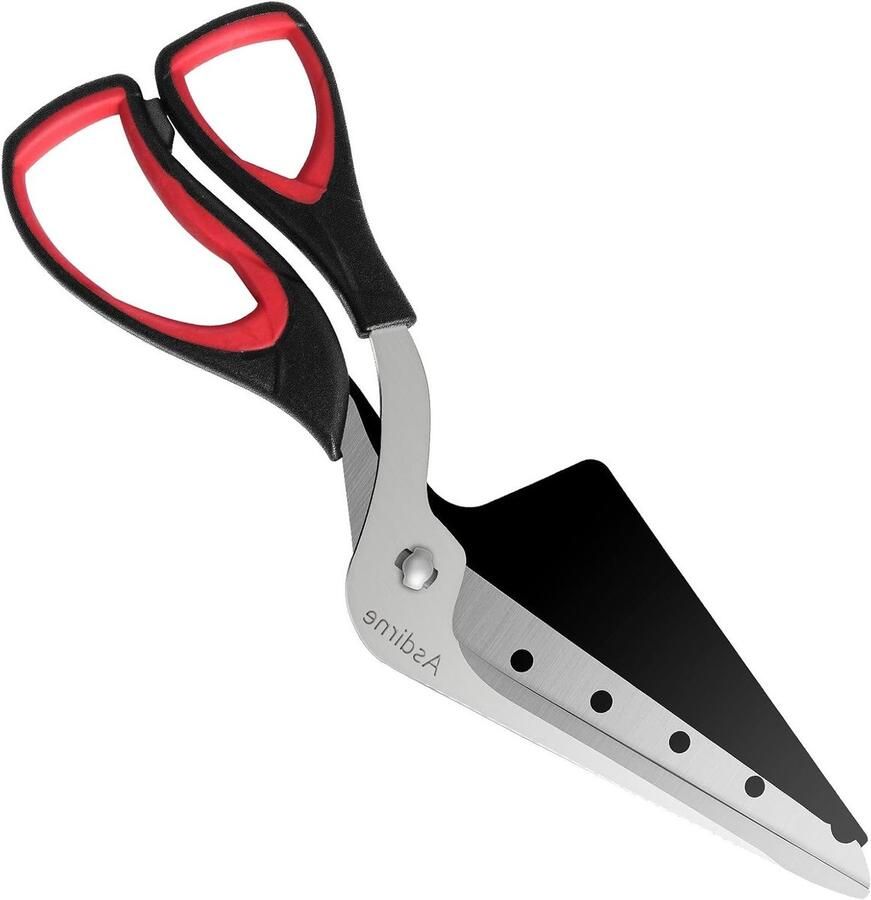 Multifunctionele Keukenschaar voor Pizza Snijden met Scherpe RVS Blad en Comfortabele Grip 27 cm Zwart Rood