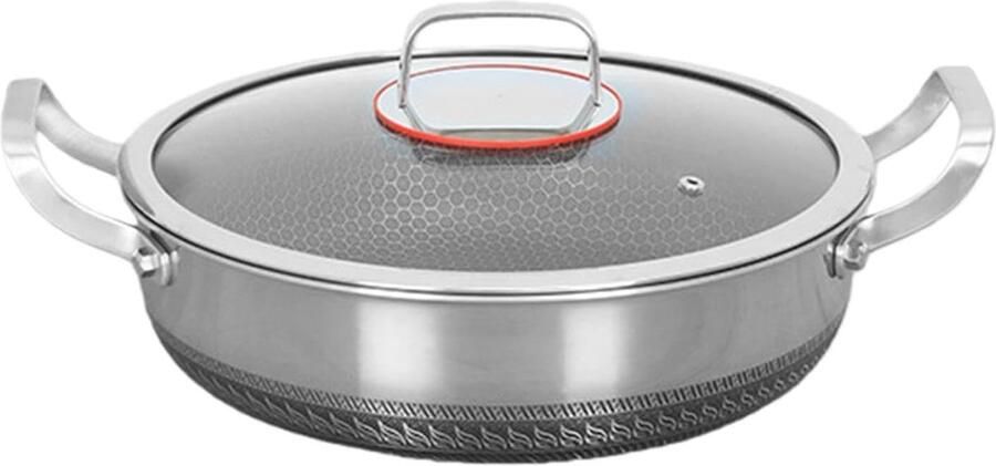 Roestvrijstalen braadpan Anti-aanbak pan Thuis koken Ovenbestendig 26 cm Zilver