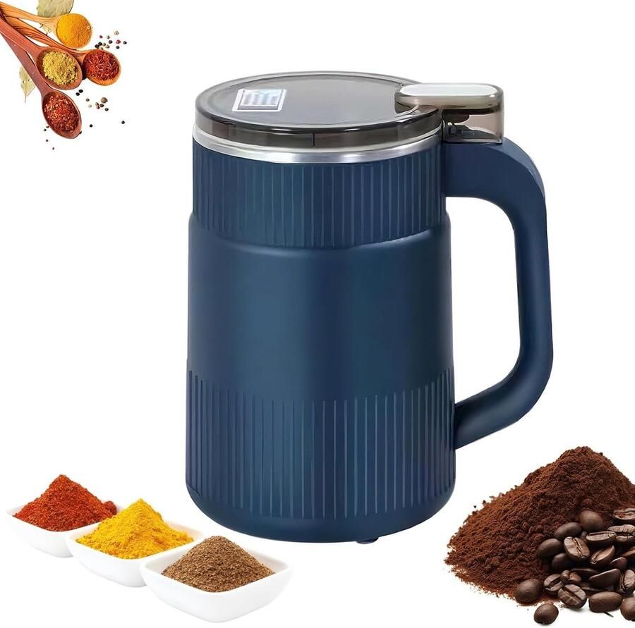 Multifunctionele Koffiemolen Blauw 17 x 11 cm Elektrische Molen voor Koffiebonen Specerijen en Noten