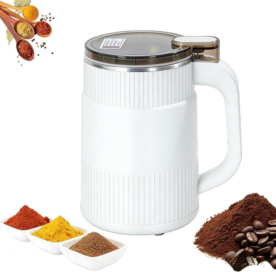 Multifunctionele Koffiemolen Wit 16 9 x 10 9 cm Elektrische Molen voor Koffiebonen en Specerijen Voor Thuisgebruik