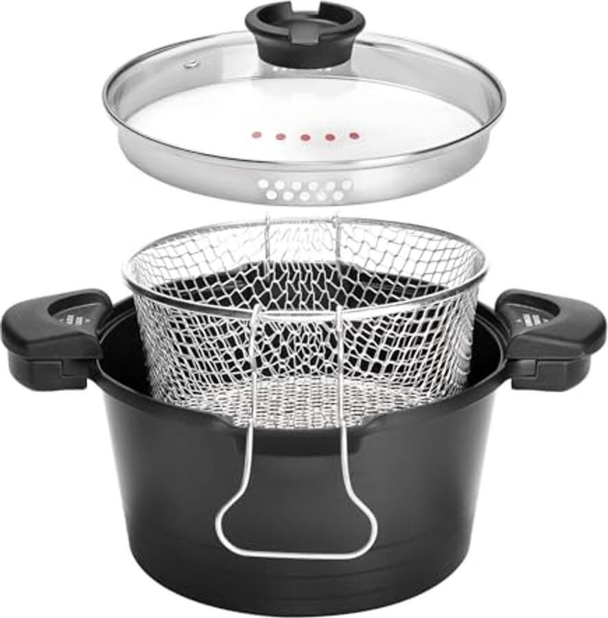 Multifunctionele Kookpan 24 cm Antiaanbaklaag Inductie Frituurmand