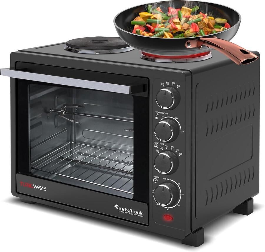 Multifunctionele Minioven met Kookplaten Hetelucht en Draaispies 35L