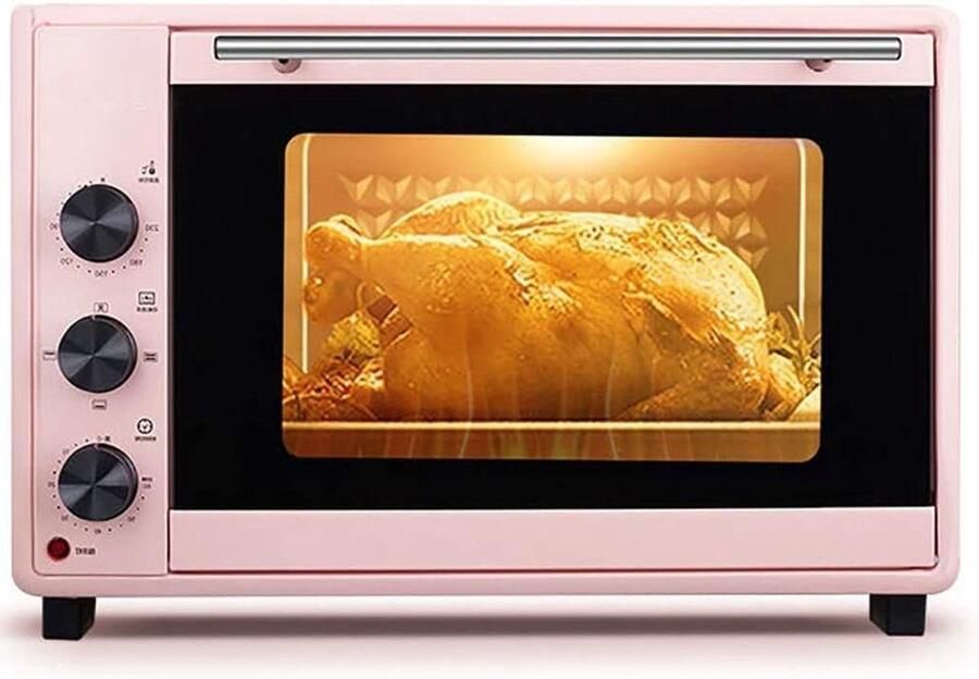 Multifunctionele oven Aanrechtoven mini Koken bakken Dubbele glazen deur 40 liter Roze