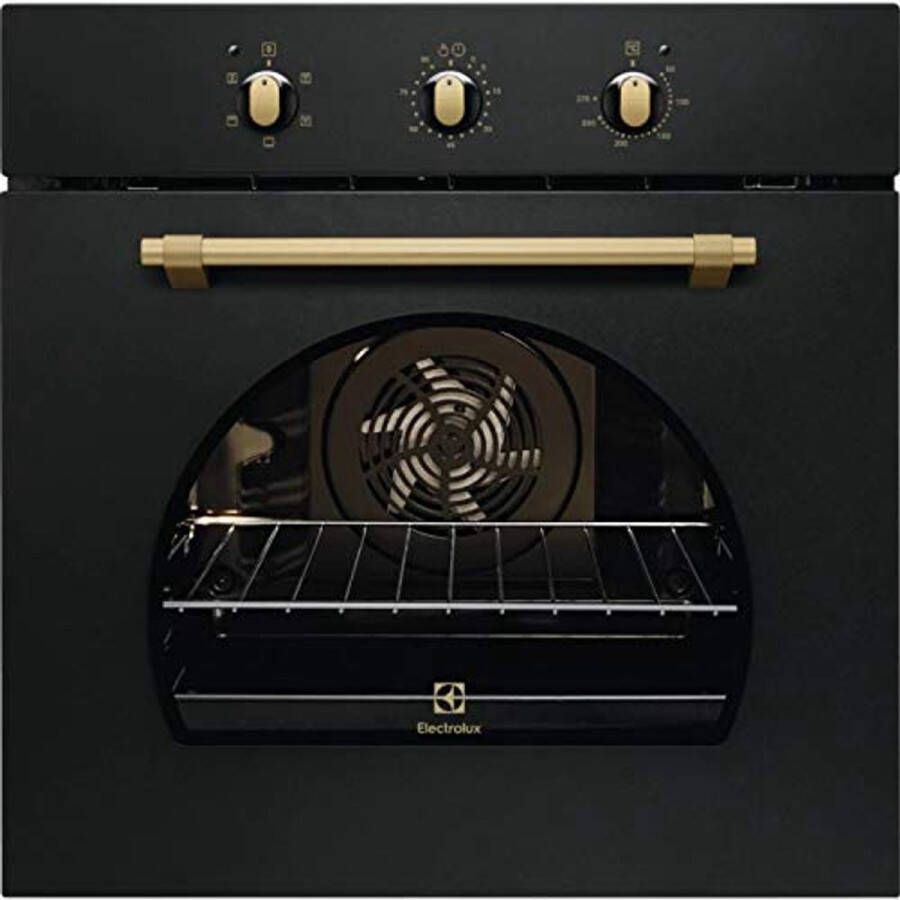 Multifunctionele oven zwart gietijzer met bronzen handgrepen 60 cm