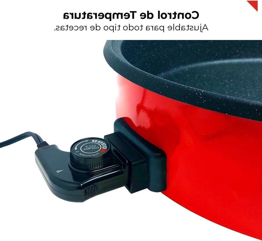 Multifunctionele pan Elektrische stoofpan Gerechten bereiden Antiaanbaklaag 42 cm diameter Rood
