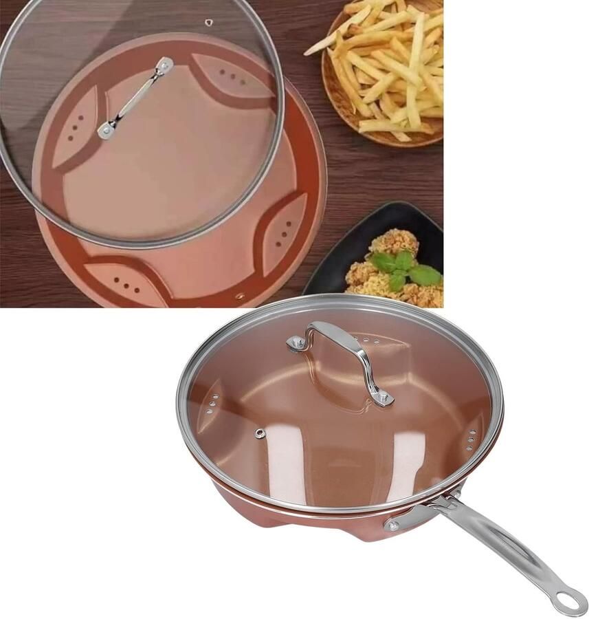Multifunctionele Pan Koekenpan Aluminium Dagelijks Koken Met Gehard Glas Deksel 156 Kilogram